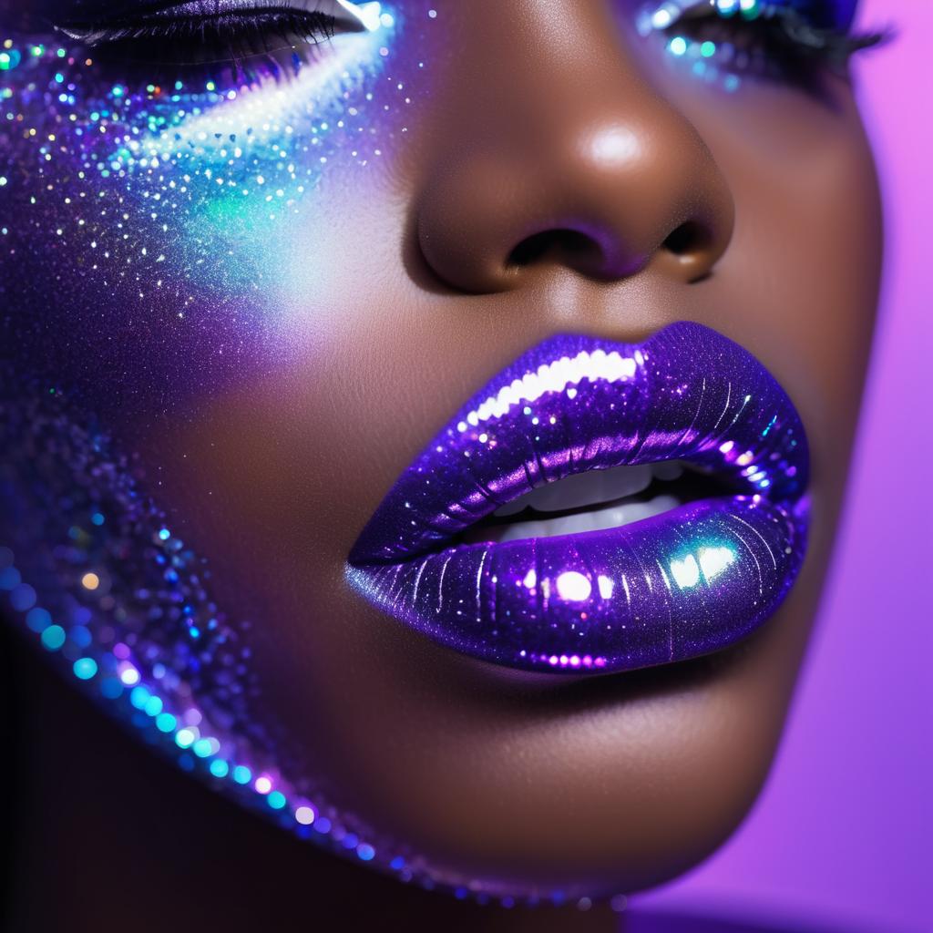 Glamorous Close-Up of Glittery Lips