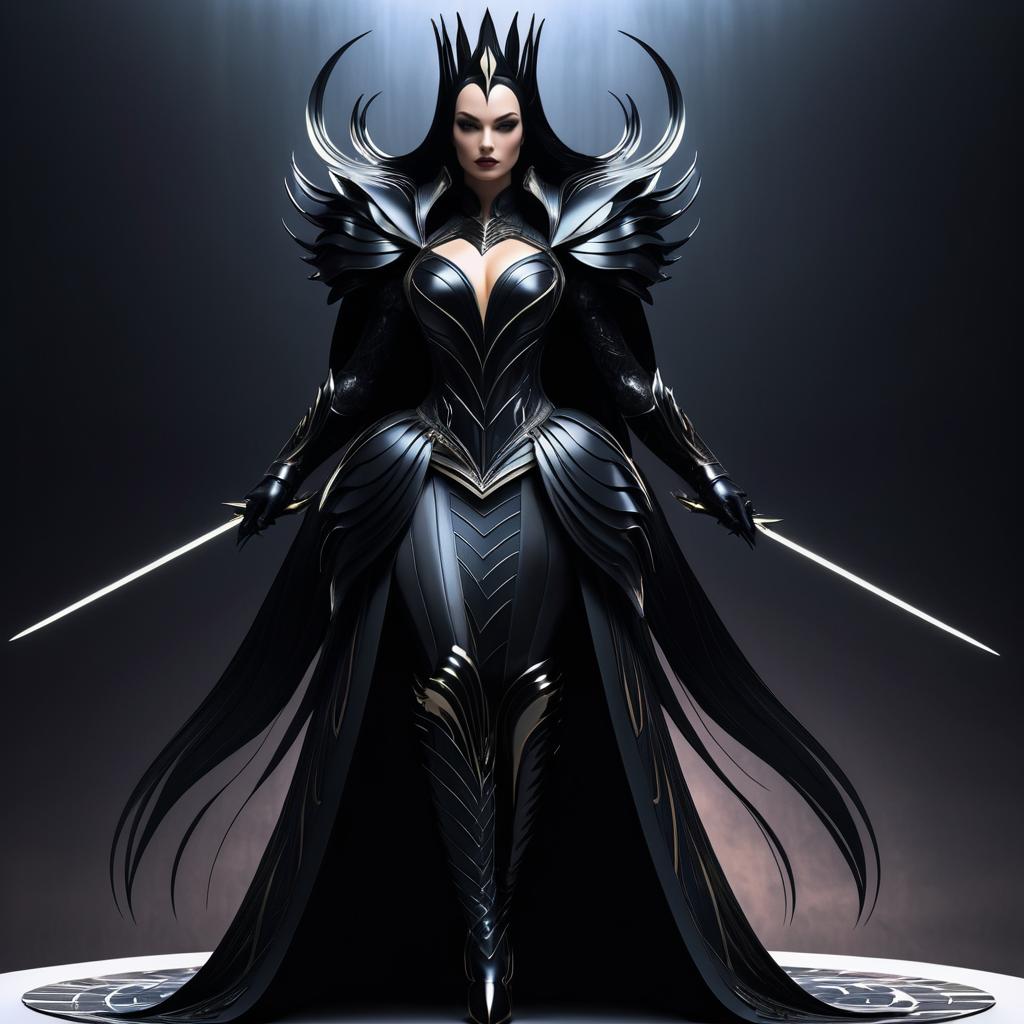 Dramatic Dark Queen in Armored Elegance