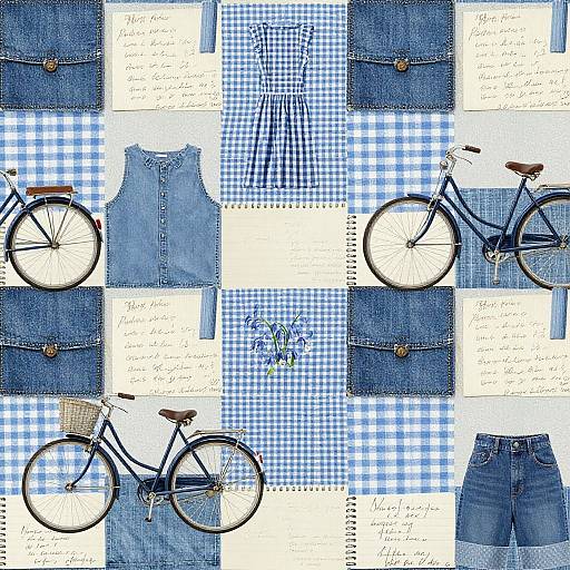 Blue Preppy Aesthetic Collage Wallpaper