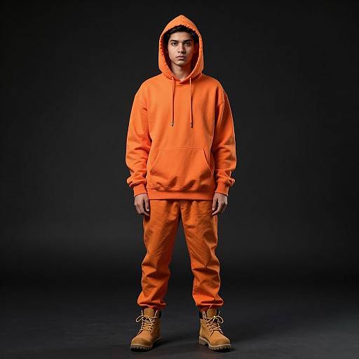 Solo Male in Orange Hoodie and Boots
