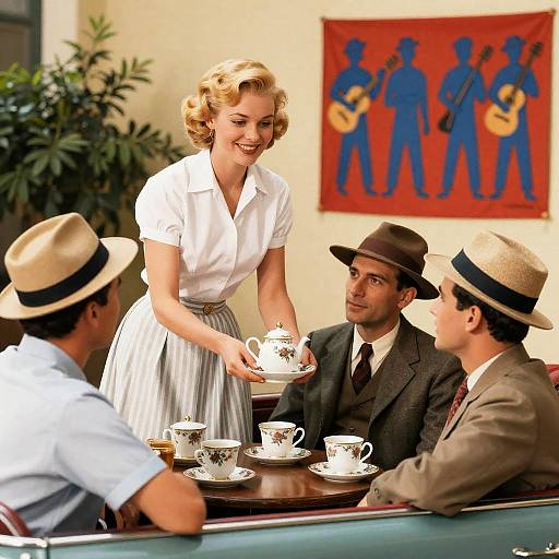 Vintage Tea Service in Classic Car Setting