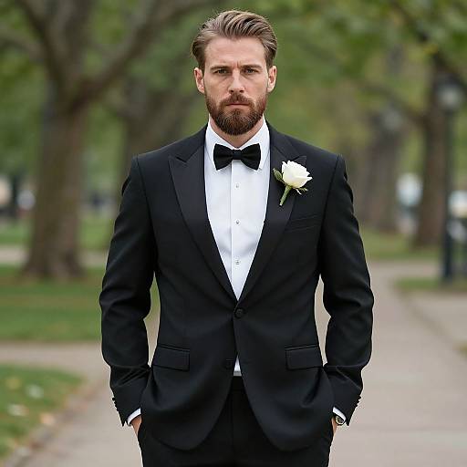 Handsome Bearded Man in Tuxedo