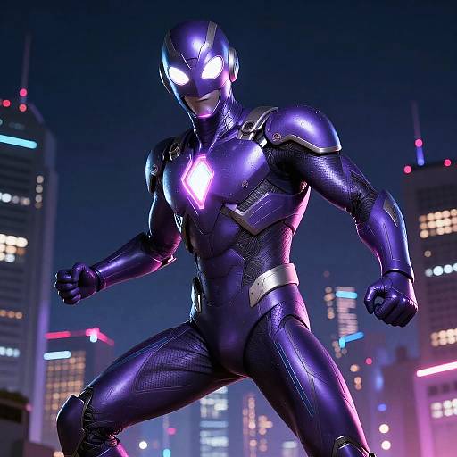 Purple Neon Futuristic Superhero