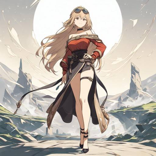 Stylish Girl on Ancient Battlefield