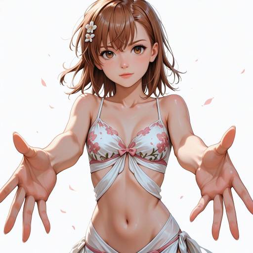 Blushing Girl with Brown Hair and Eyes