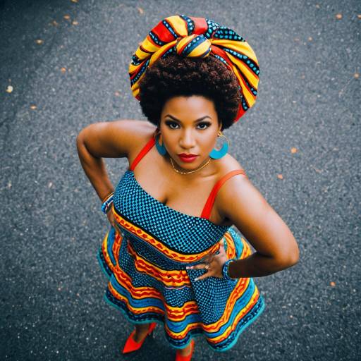 Confident Woman in Vibrant African Print Dress and Headwrap