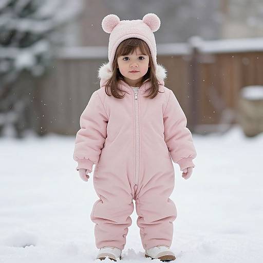 Realistic Baby Girl in Winter Snowsuit