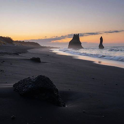 Impressionistic Black Sand Beach Scene