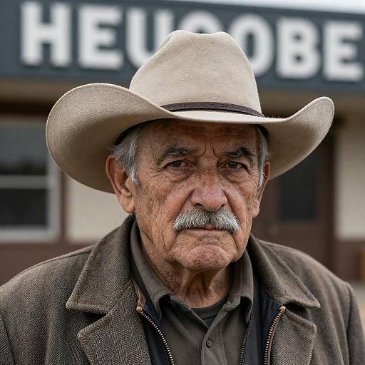 Intense Portrait of an Old Cowboy