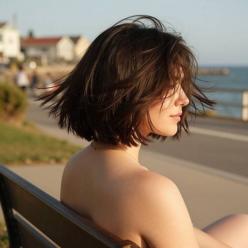 Woman with Volume-Boosting Bob by Sea