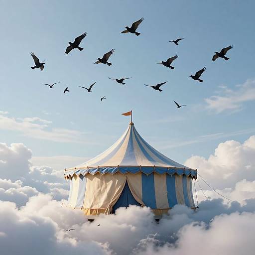 Surreal Floating Circus Tent Scene