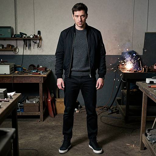 Urban Workshop Wear with Welding Sparks