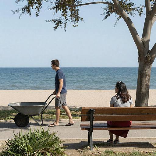 Vibrant Park Scene with Wheelbarrow