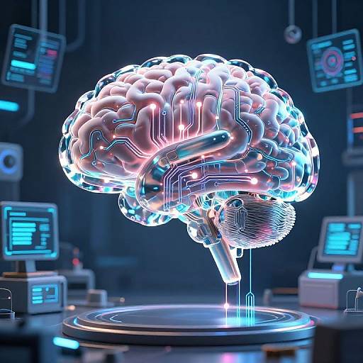Futuristic AI Brain in Tech Lab