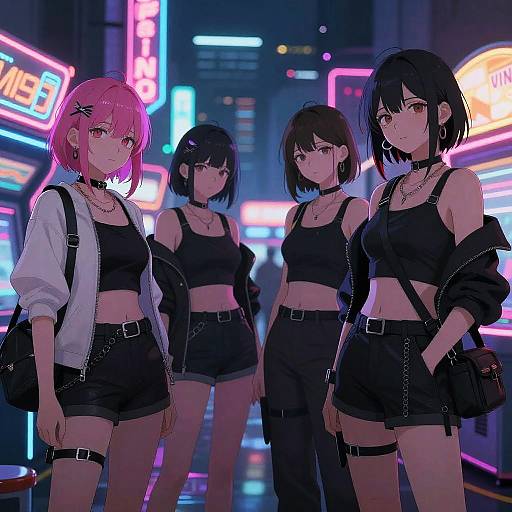 Cyberpunk Anime Gamer Girls Hangout