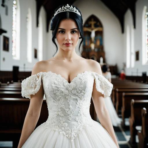 Bride in Vintage Wedding Dress in Church