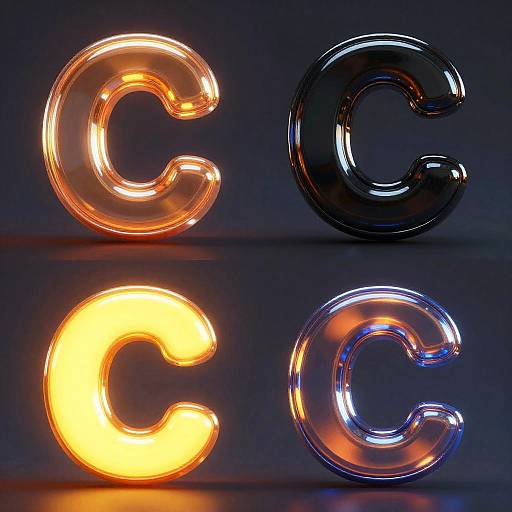 Glossy 3D Metallic Letter C Designs