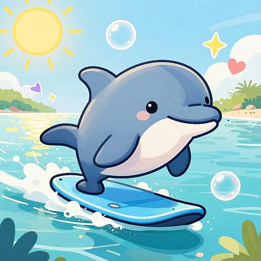 Playful Baby Dolphin on Hoverboard
