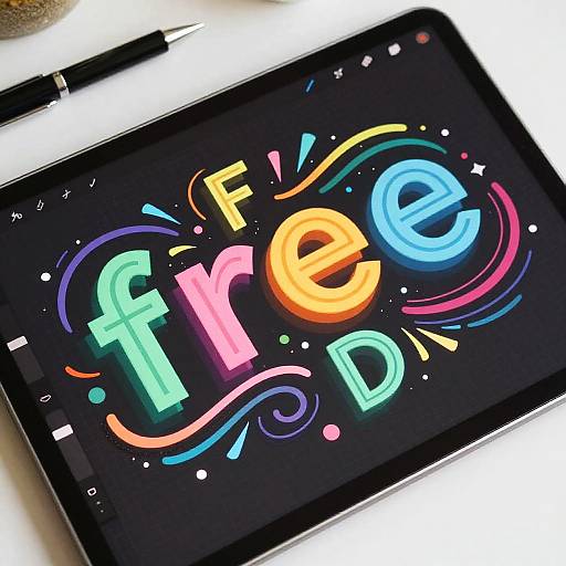 Vibrant 3D Word Art Design Scene