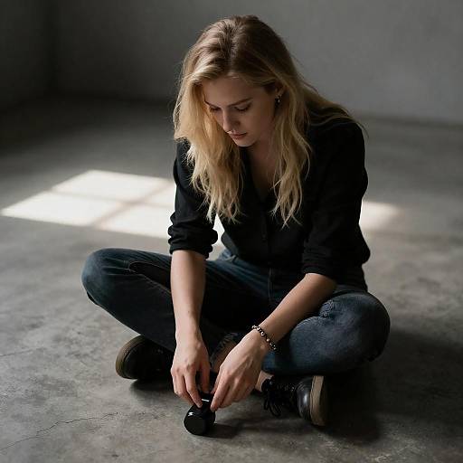 Focused Portrait of a Blonde Woman