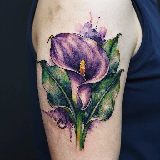 Intricate Calla Lily Watercolor Tattoo