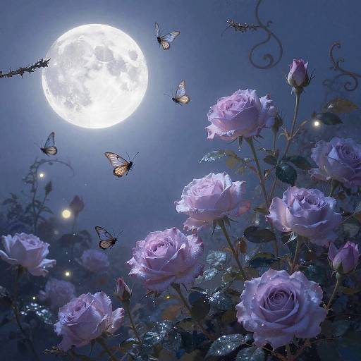 Moonlit Rose Garden Fantasy