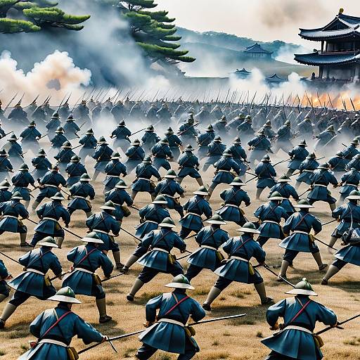 Sengoku Samurai Charge Against Korean Forces