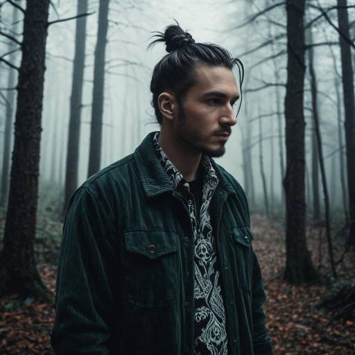 Gothic Man in Foggy Haunted Forest