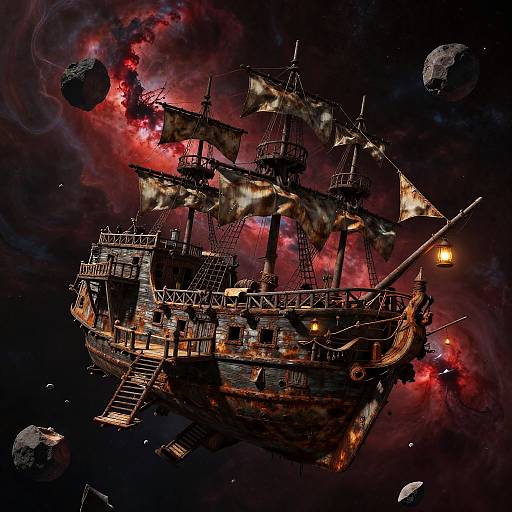 Pirate Shipwreck Town on Floating Asteroid