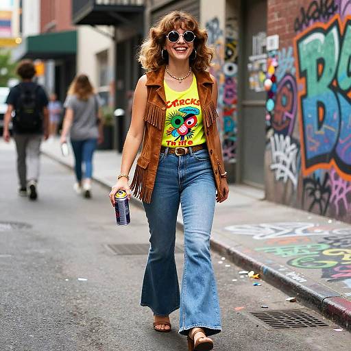 70s Street Artist in Vibrant Outfit