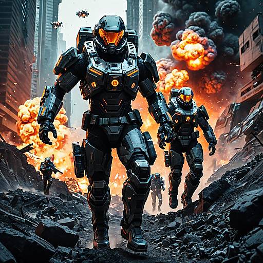 Augmented Exosuit Soldiers in Battle