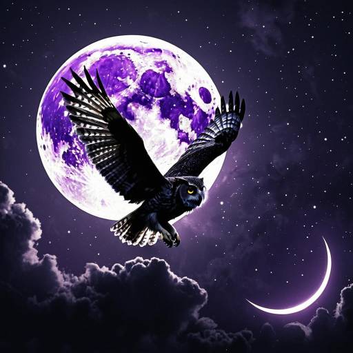 Owl Soaring Under a Purple Moon Owl Soaring Under a Purple Moon
