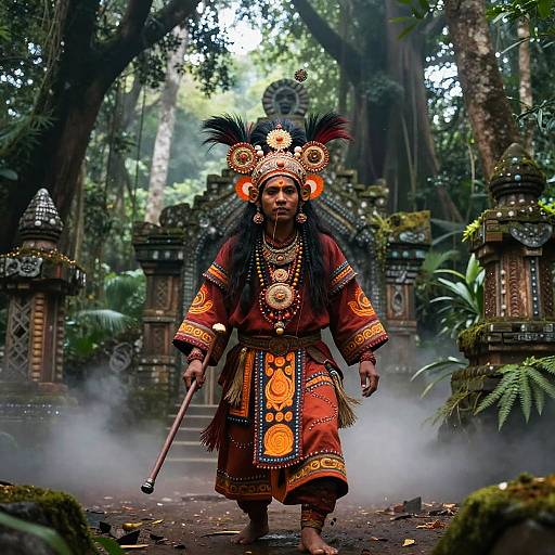 Mystical Shaman in Sacred Jungle Ritual