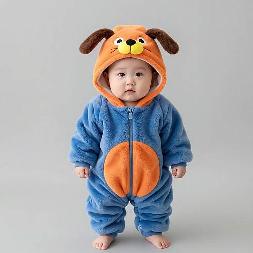 Chubby Baby in Cartoon Dog Onesie