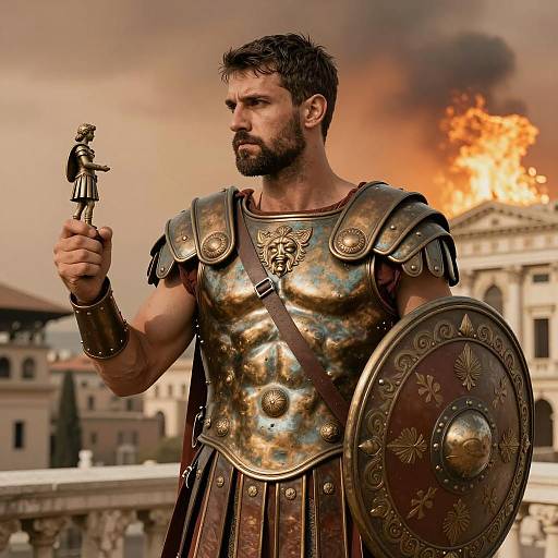 Heroic Warrior in Ancient Bronze Armor