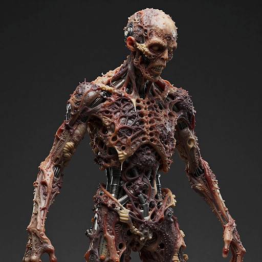 Grotesque Biomechanical Body Horror Sculpture