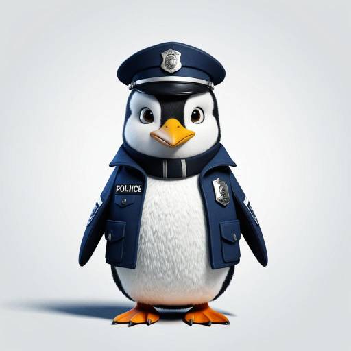Cartoon Penguin in Police Uniform
