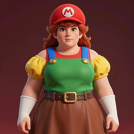 Plus Size Woman in Super Mario Inspired Outfit