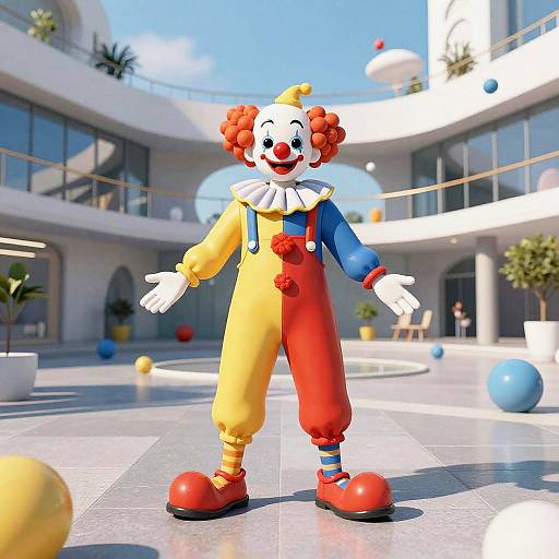 Whimsical Clown in Surreal Geometry