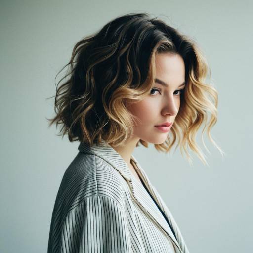 Fashion Model with Wavy Crop Hairstyle
