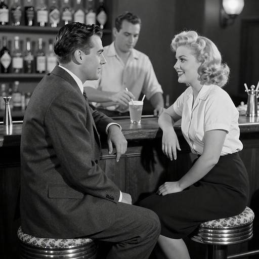 Classic 1940s Black-and-White Bar Scene