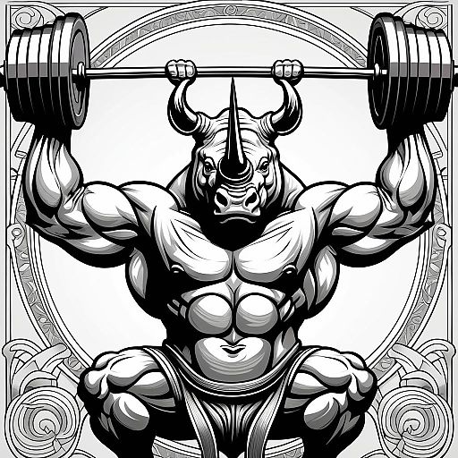 Muscular Rhino Lifting Barbell in Art Nouveau