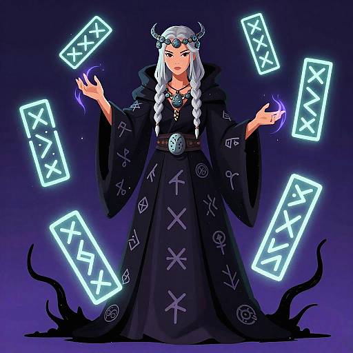 Pop Art Ancient Rune Witch Illustration