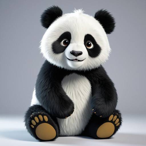 3D Cute Fluffy Panda Cartoon