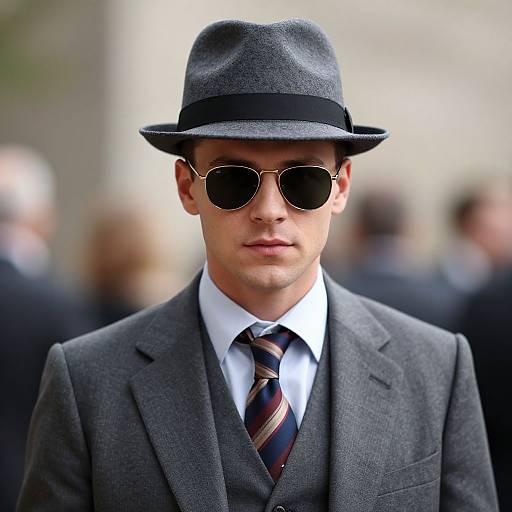 Man in Fedora and Sunglasses Wearing Gatsby Style Suit