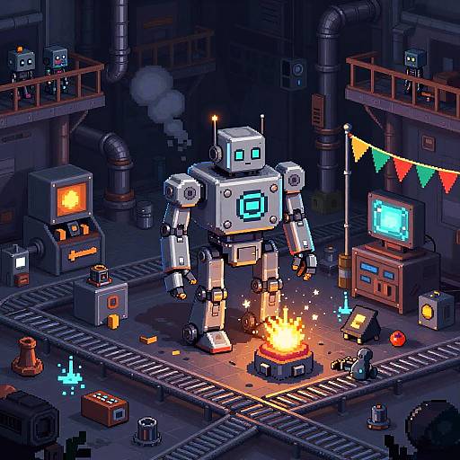 Futuristic Pixel Robot Workshop