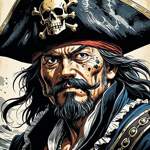 Mysterious Pirate Captain Illustration