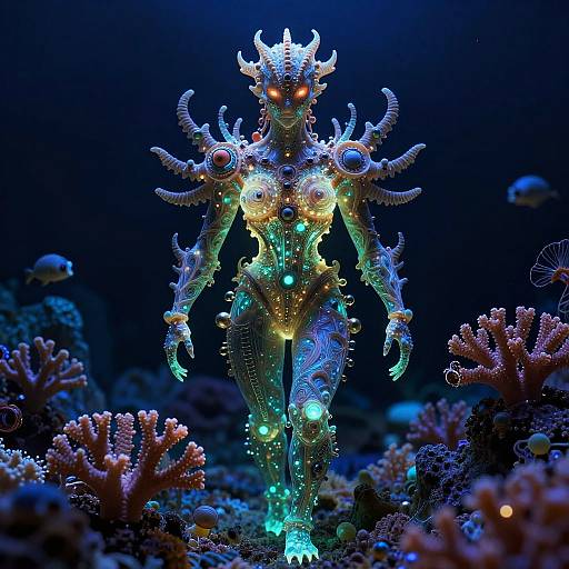 Nocturnal Bioluminescent Coral Reef Guardian