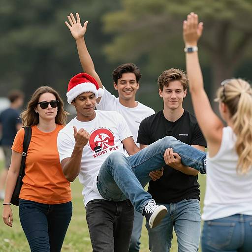 Candid Outdoor Group Fun Moment