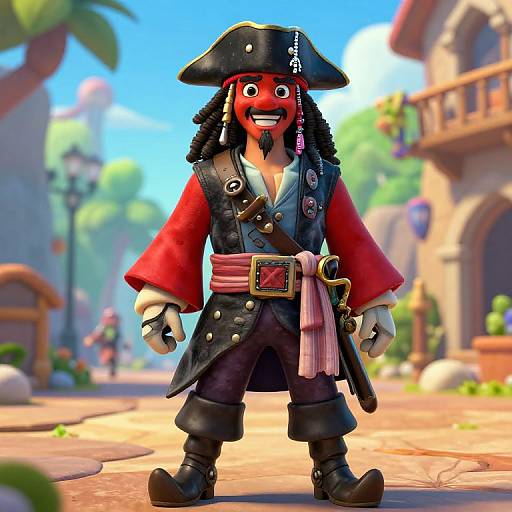Red Pirate in Black and Red Outfit
